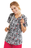 Skechers Cats And Dogs Print Scrub Top - SKT021