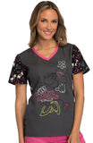 Tooniforms by Cherokee Women's V-Neck Knit Panel Minnie Mouse Print Top - TF643