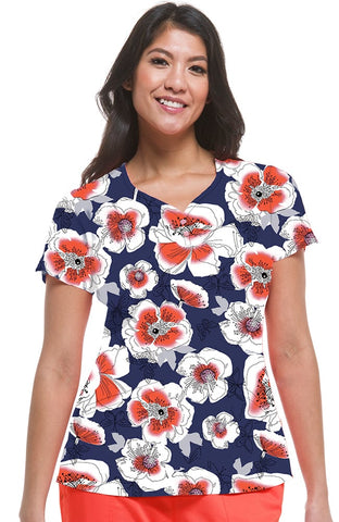 Premiere by Healing Hands Isabel Sweetheart Neck Floral Print Top - 2218-HIG
