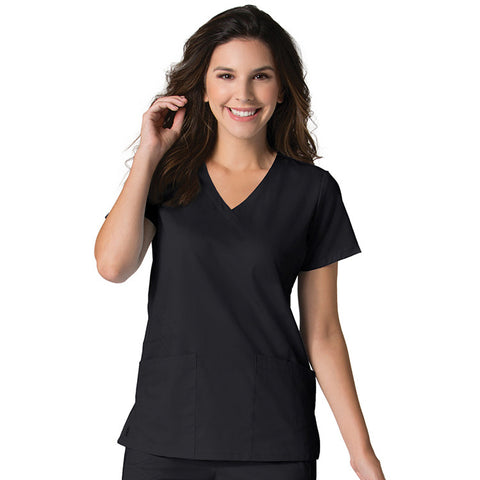 EON by Maevn V-Neck Mesh Panel Solid Scrub Top - 1738